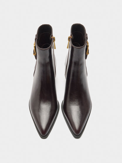 Leather Ankle Boots With Buckle