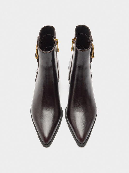 Leather Ankle Boots With Buckle
