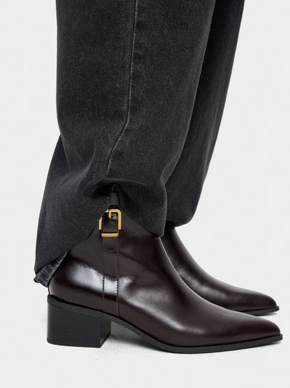 Leather Ankle Boots With Buckle