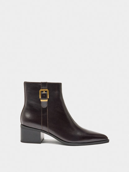 Leather Ankle Boots With Buckle