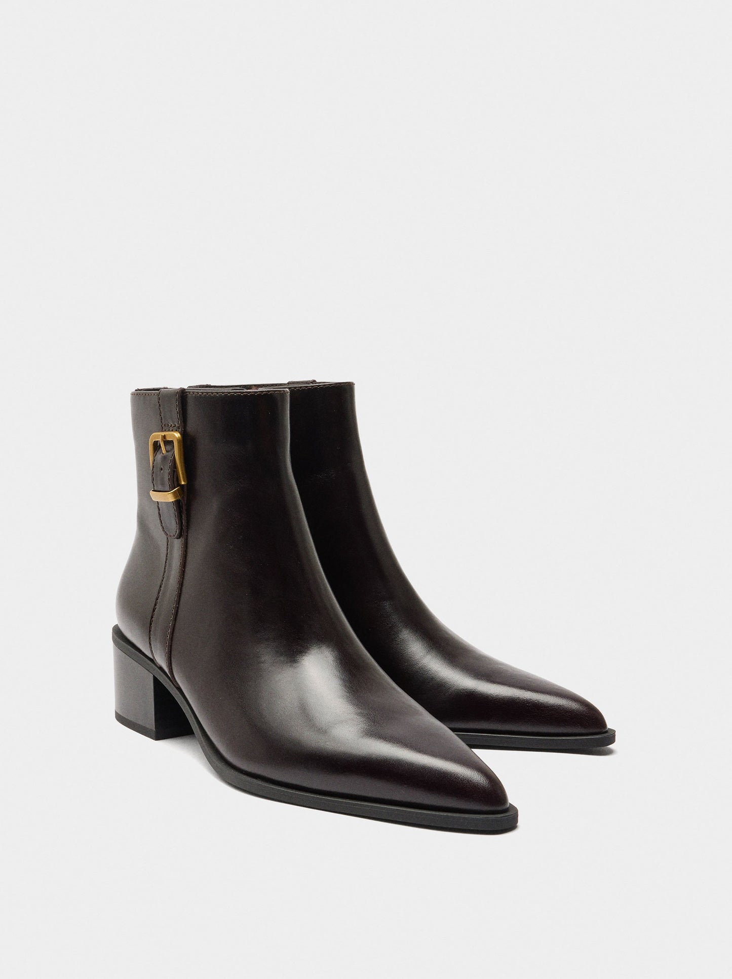 Leather Ankle Boots With Buckle