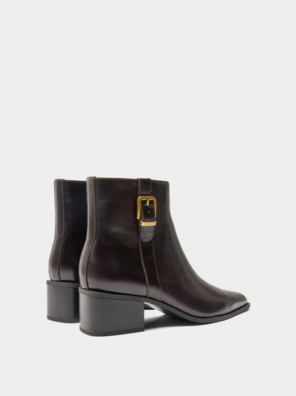 Leather Ankle Boots With Buckle
