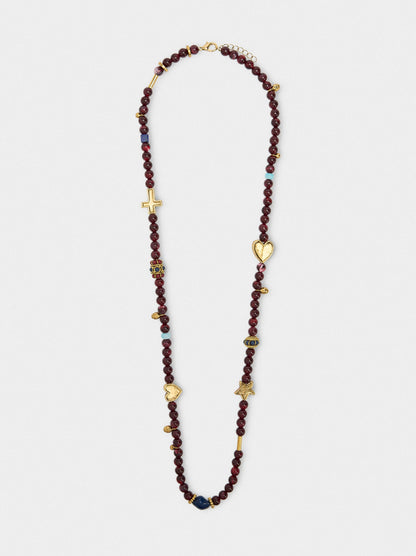 Long Necklace Of Beads With Pendants