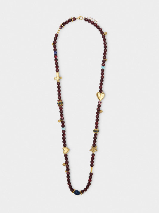 Long Necklace Of Beads With Pendants