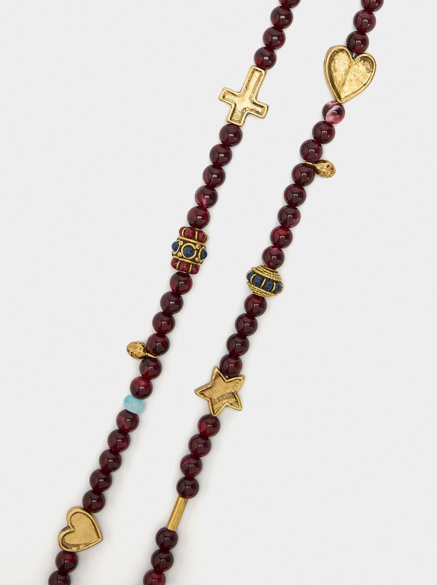 Long Necklace Of Beads With Pendants