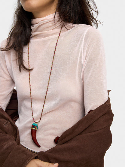 Long Necklace With Ethnic Pendant