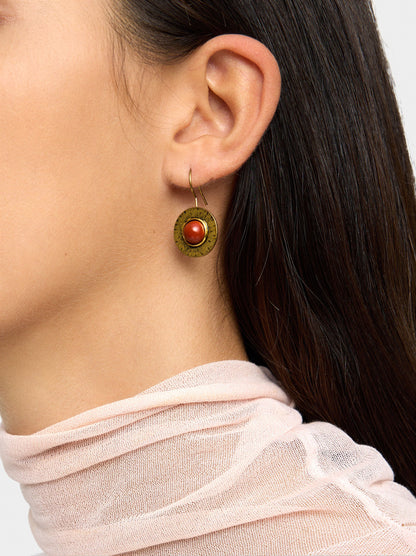Round Earrings With Stone
