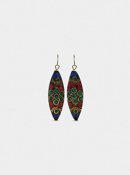 Long Ethnic Earrings With Multicolor