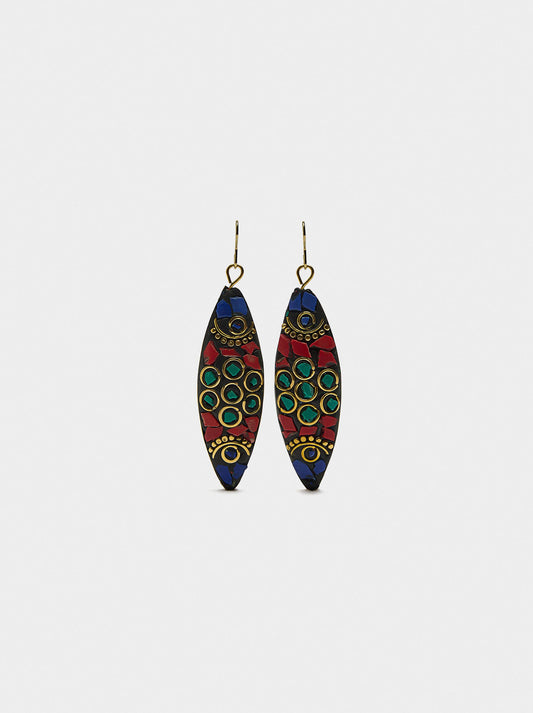 Long Ethnic Earrings With Multicolor