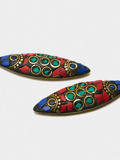 Long Ethnic Earrings With Multicolor