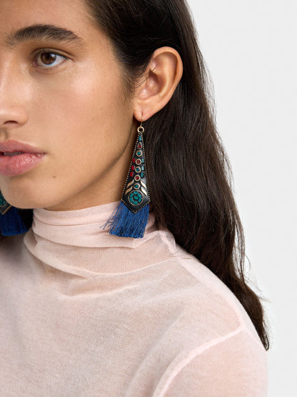 Ethnic Long Earrings With Fringes