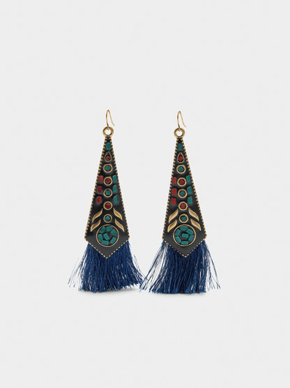 Ethnic Long Earrings With Fringes