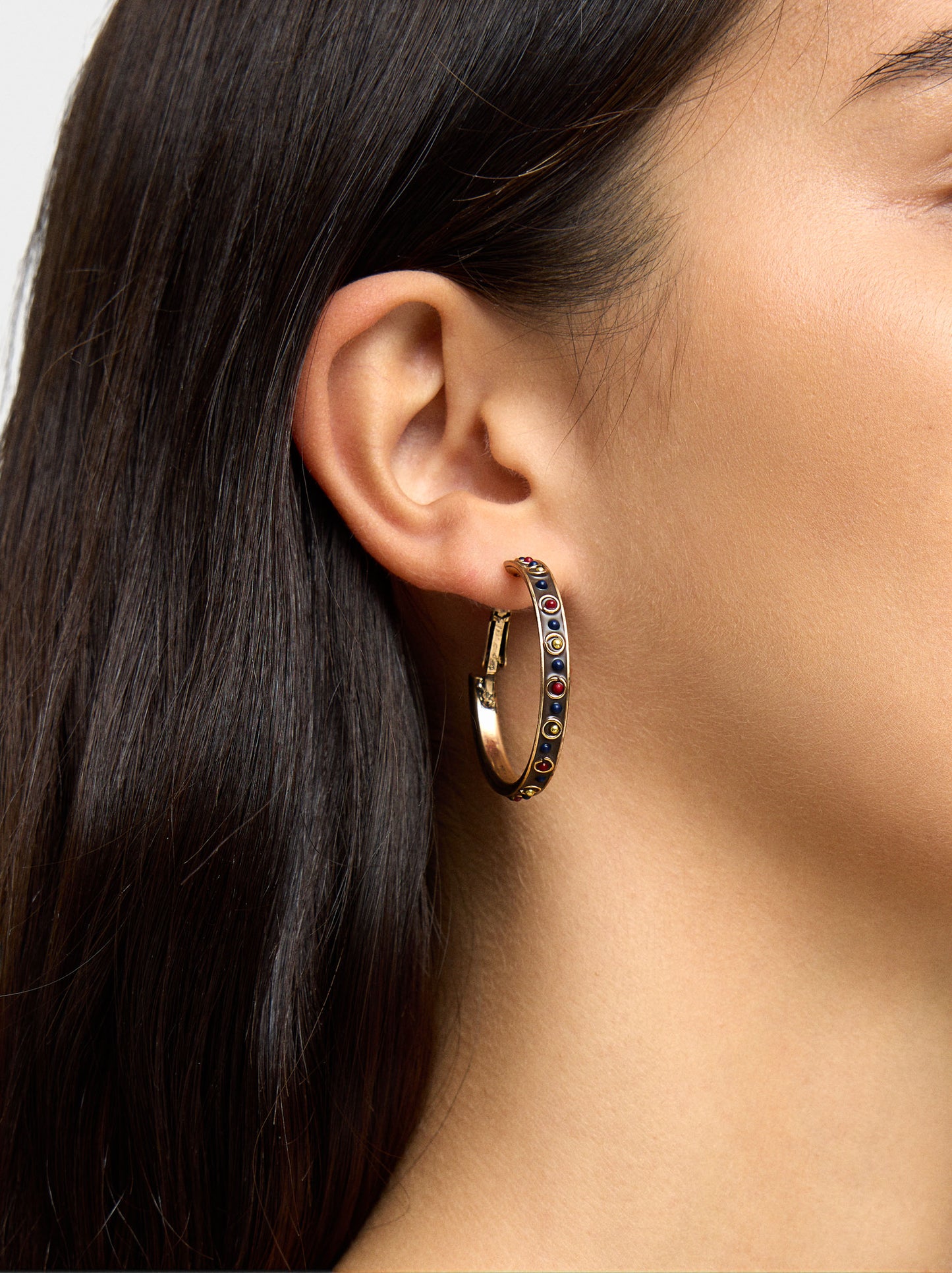 Hoop Earrings With Crystals And Resin