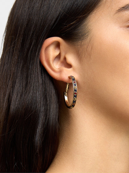 Hoop Earrings With Crystals And Resin