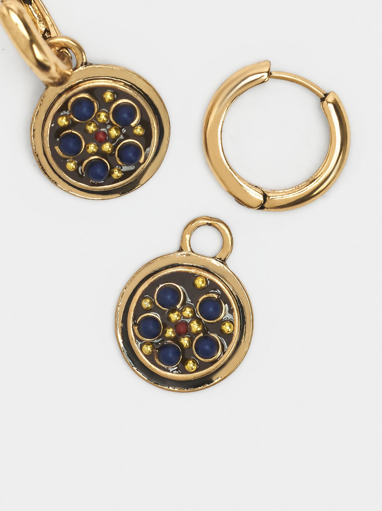 Pendant Hoop Earrings With Colour Details