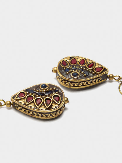 Oval Earrings With Colour Details