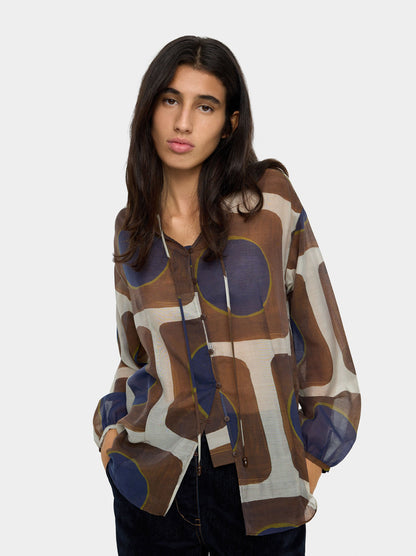 Blouse With Semi-Transparent Print