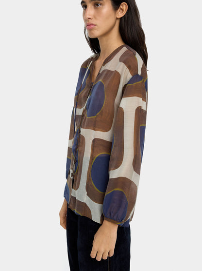 Blouse With Semi-Transparent Print