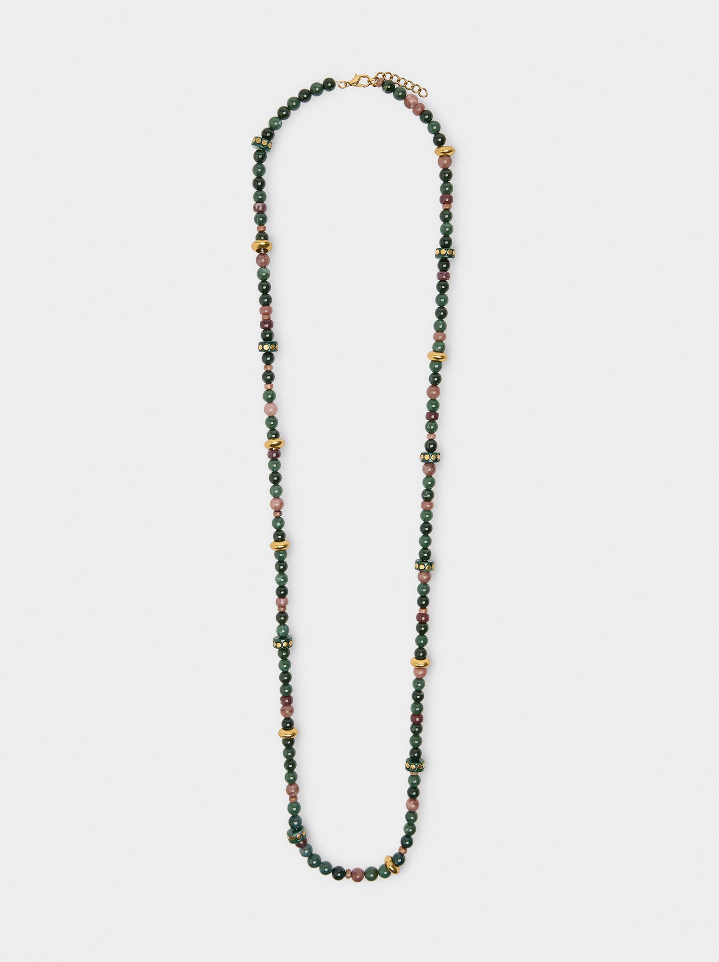 Long Necklace With Stone And Resin Beads