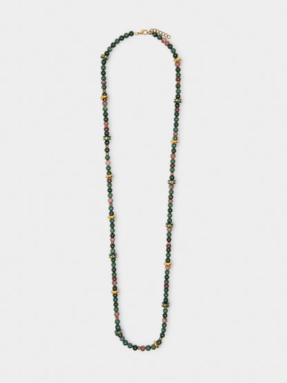 Long Necklace With Stone And Resin Beads