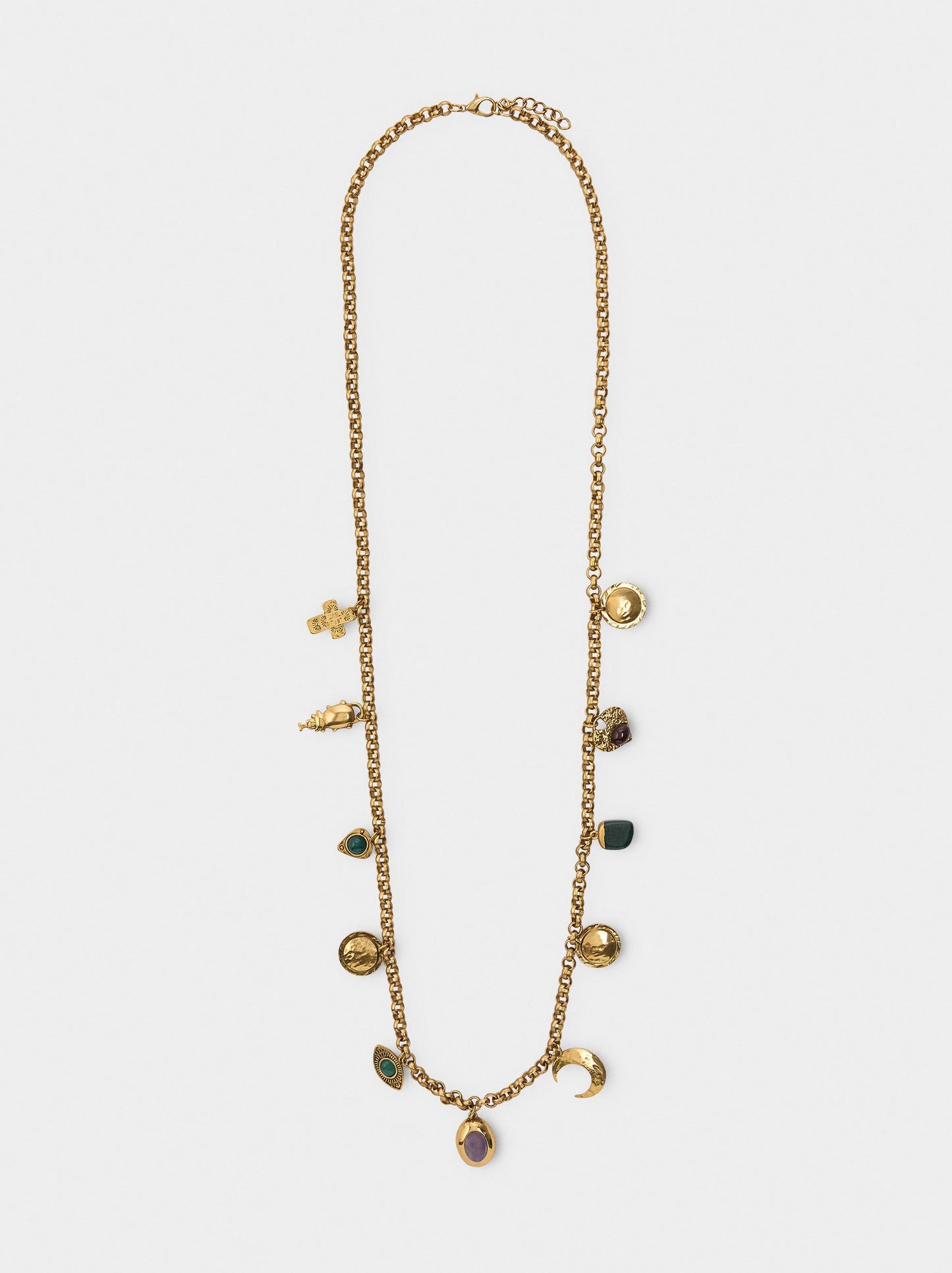 Long Necklace Of Links With Stones