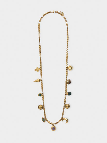 Long Necklace Of Links With Stones