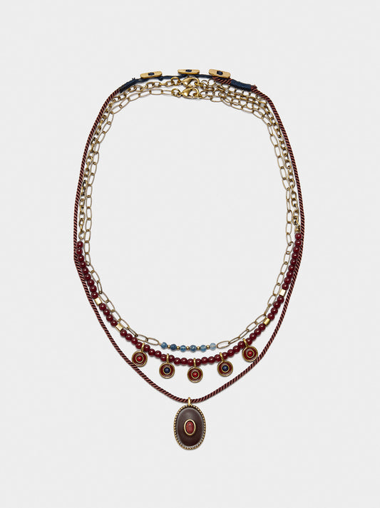 Set Of Necklaces With Stone And Resin Beads