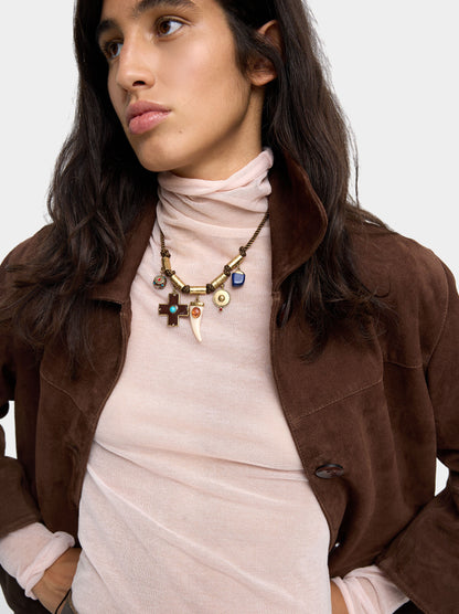 Cord Necklace With Enamel Pendants