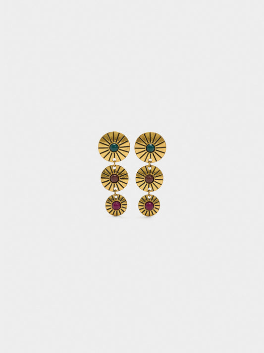 Long Earrings With Striped Circles