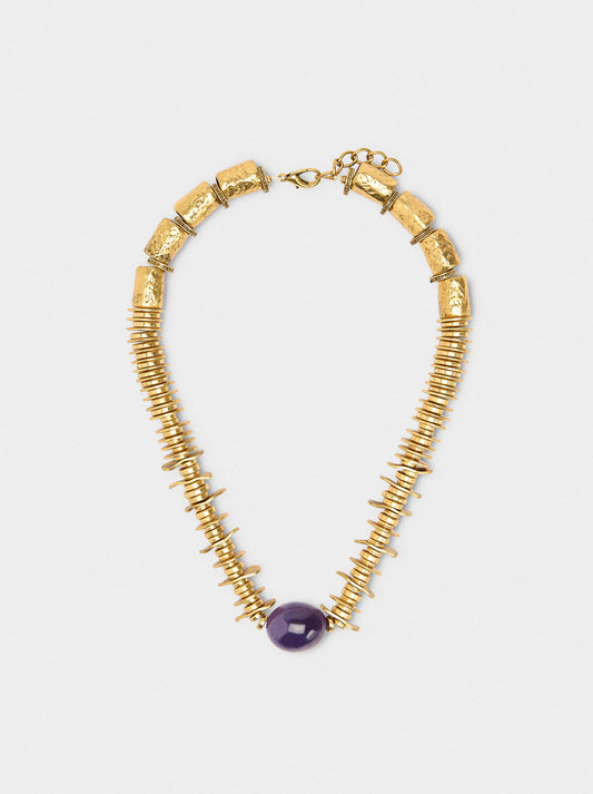 Short Necklace With Stone Pendant