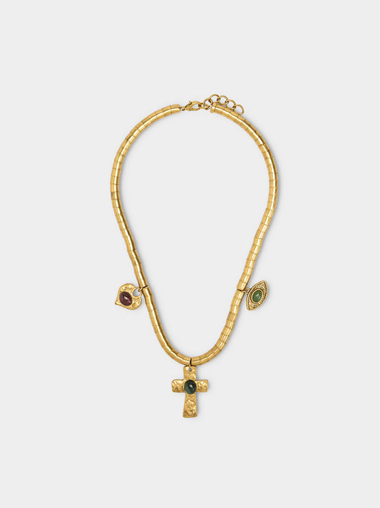 Short Necklace With Stone Pendants