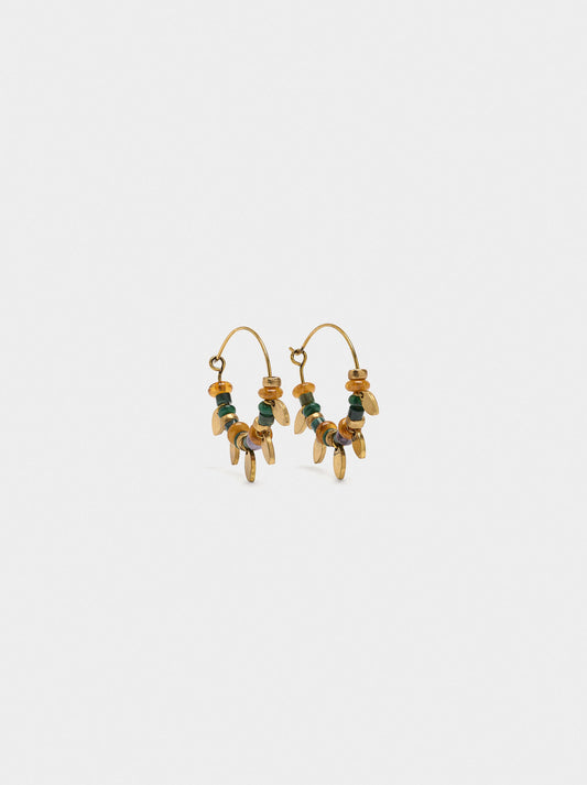 Hoop Earrings With Beads Stone Effect