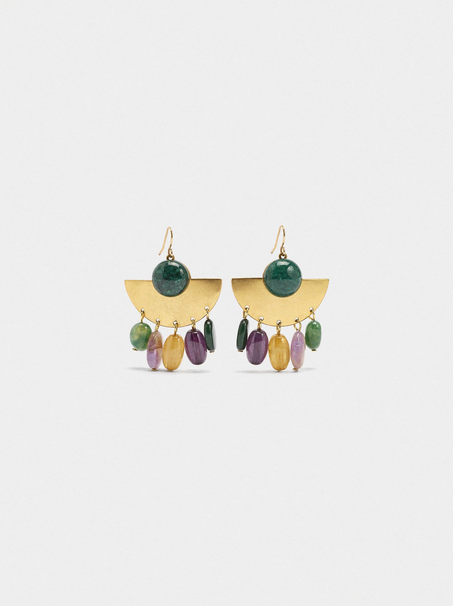 Fan Earrings With Stones