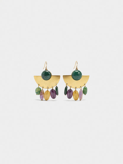 Fan Earrings With Stones