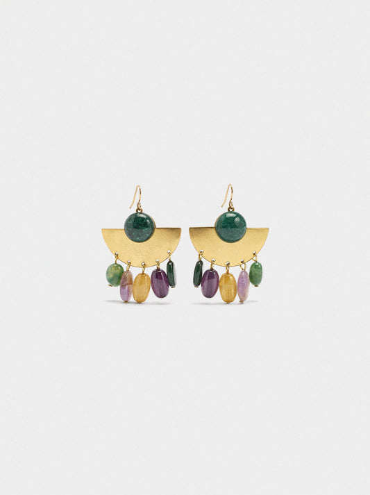 Fan Earrings With Stones