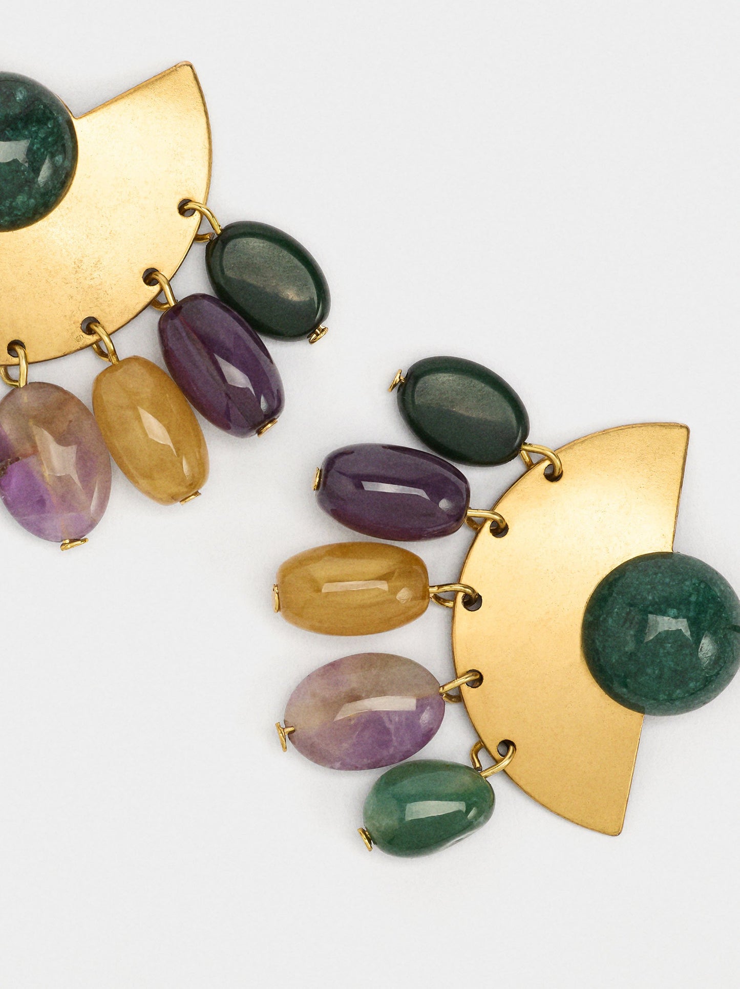 Fan Earrings With Stones