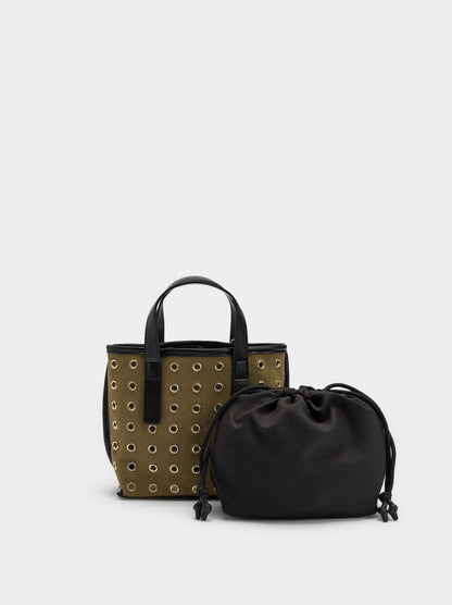 Tote Bag With Studs And Inner Pouch