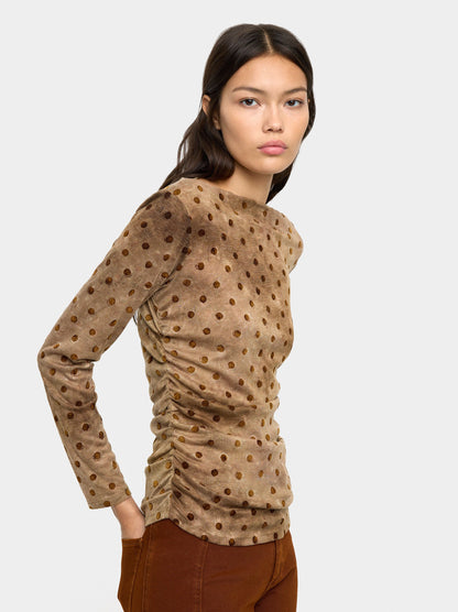 Velvet-Effect Top With Polka Dots