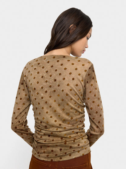 Velvet-Effect Top With Polka Dots