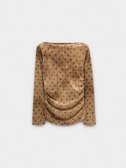 Velvet-Effect Top With Polka Dots
