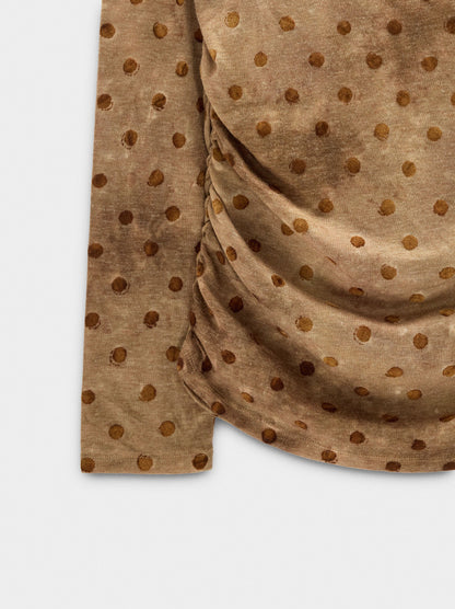 Velvet-Effect Top With Polka Dots