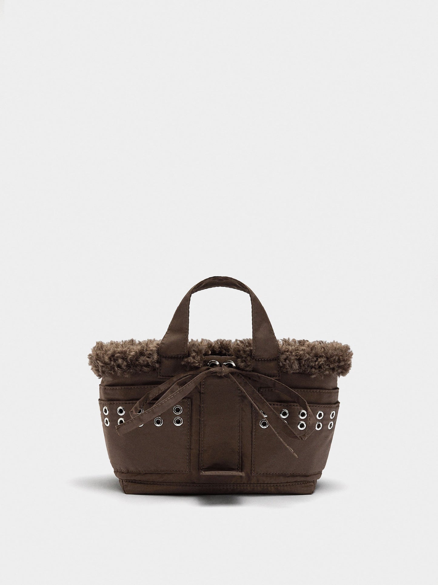 Tote Bag Of Nylon With Edge Fur Effect