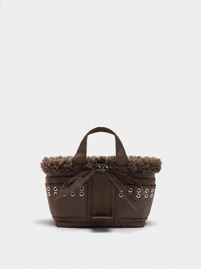 Tote Bag Of Nylon With Edge Fur Effect