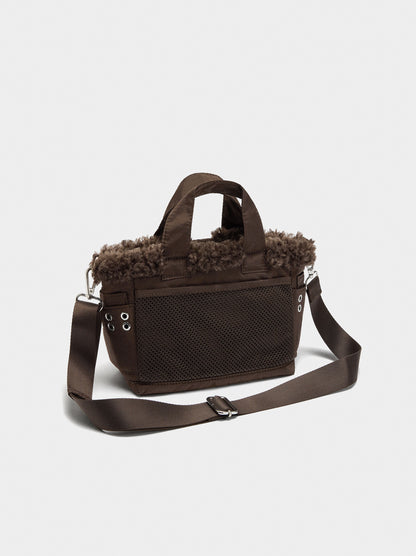 Tote Bag Of Nylon With Edge Fur Effect
