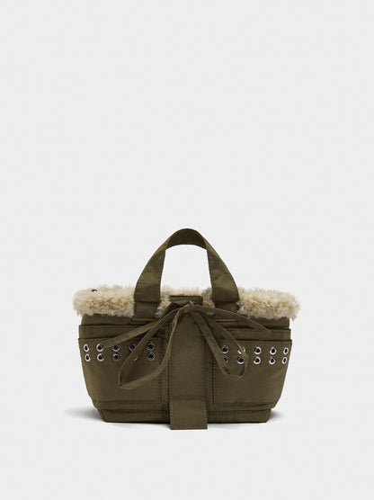 Tote Bag Of Nylon With Edge Fur Effect
