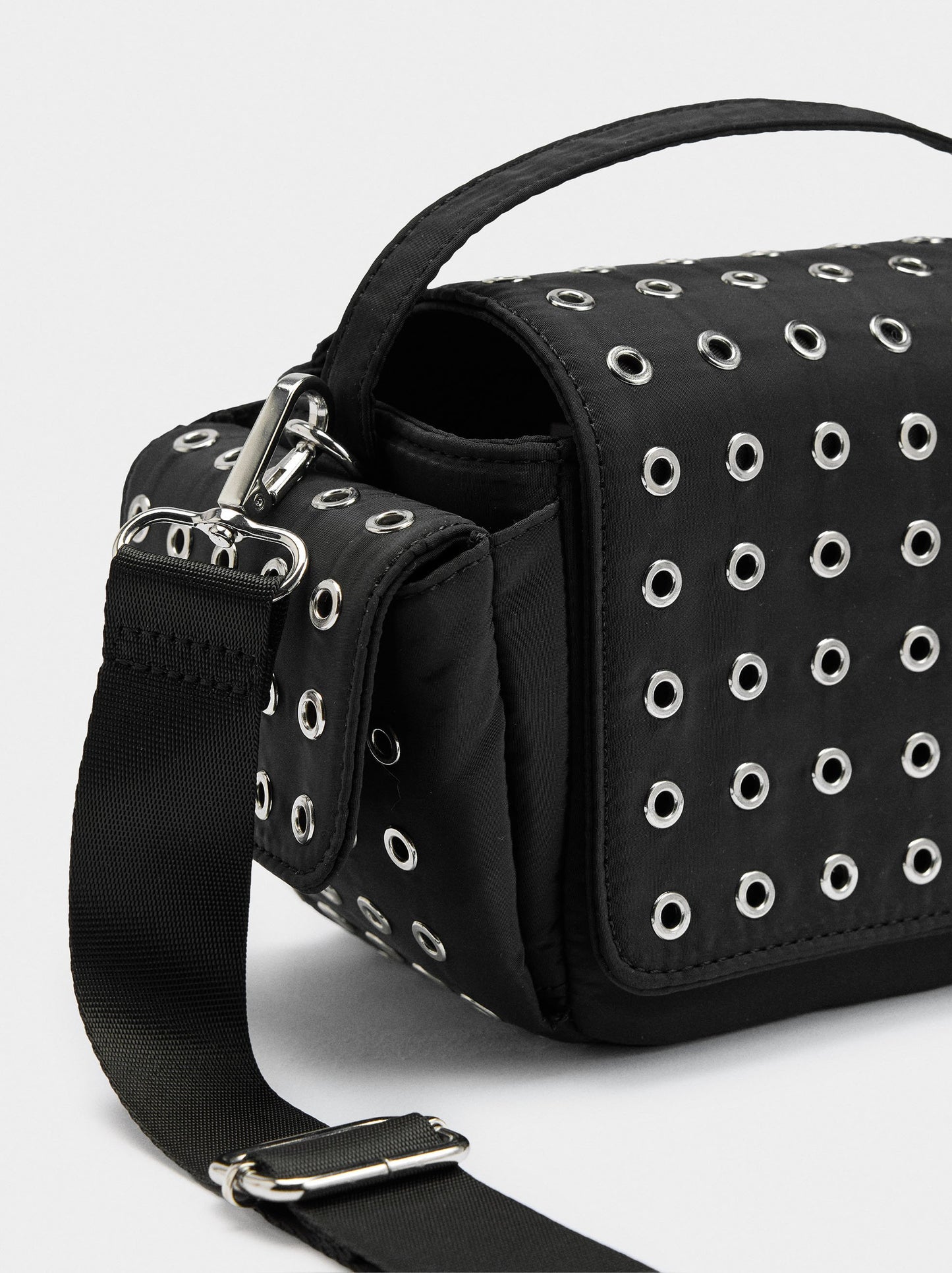 Nylon Crossbody Bag With Studs