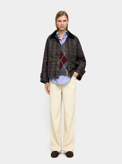 Jacket With Squares And Contrast Collar