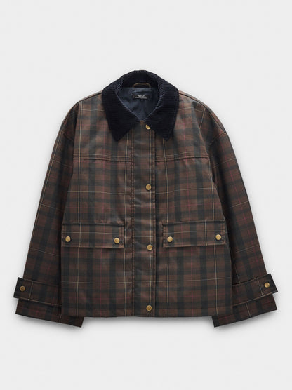 Jacket With Squares And Contrast Collar