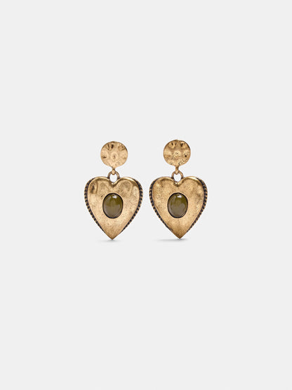 Heart Earrings With Stone-Effect Detail