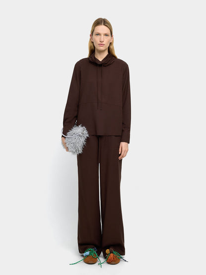 High-Neck Blouse With Drawstring